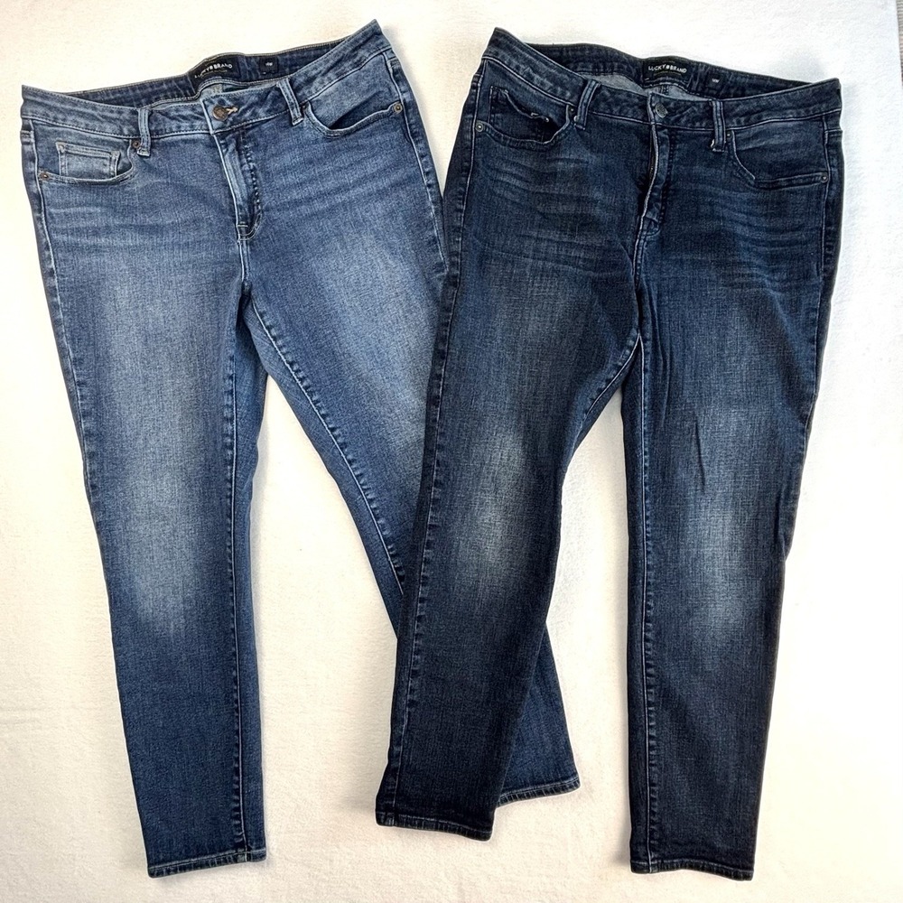 Lot 2 Lucky Brand Lolita Skinny Jeans Womens 14W Blue Stretch Denim Mid-Rise